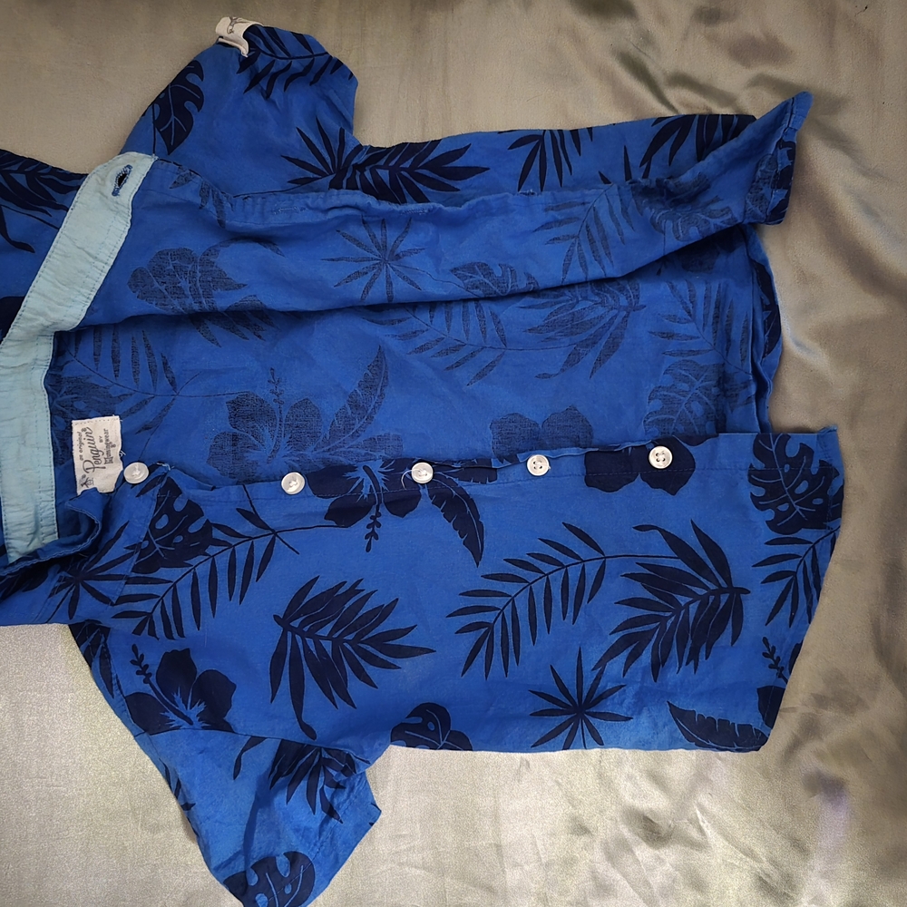Blue Tropical Toddler Button Shirt